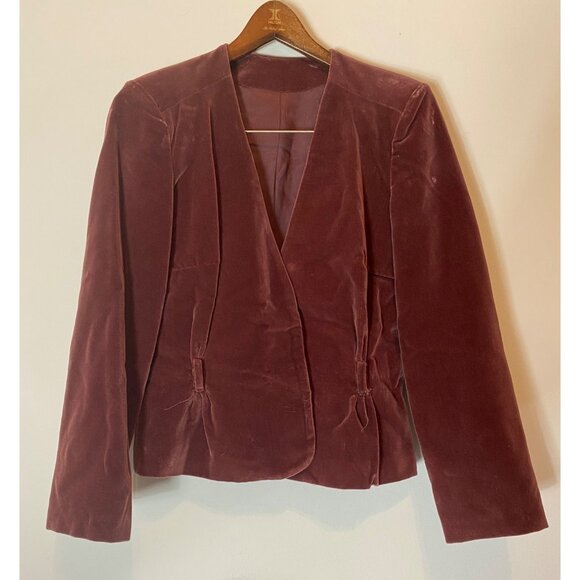 Vintage Lord & Taylor Burgundy Velvet Skirt Suit Set Small - Picture 2 of 16